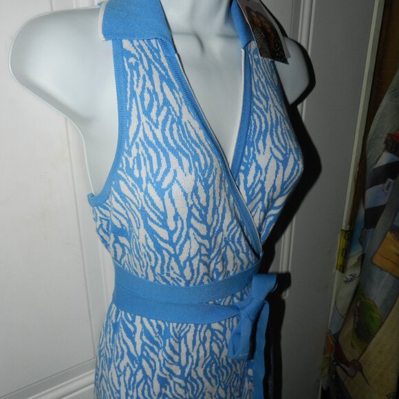 Diane Von Furstenberg X Target Collared Sea Twig Blue Wrap Dress M🆕📦⌚🏃🏻💨⚡🚚 - Picture 2 of 16